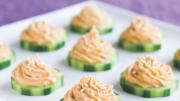 Carousing Cucumber Rounds with Rummy Hummus