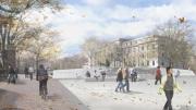 5. A view northwest, toward Littauer and the Cambridge Common