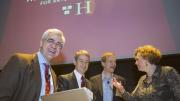 "Big Data" panelists (from left) Efthimios (Tim) Kaxiras, Stephen Ansolabehere, Gary King, and Alyssa Goodman