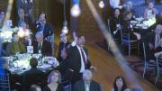 Donner professor of science John Huth, who co-directs the science program of the Radcliffe Institute’s Academic Ventures initiative, guided the dinner audience around an overhead display of lights arranged to mimic constellations.