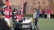 Senior David Leopard, the team’s only center with varsity-level experience, gave a thumbs-up sign as he left the field with a broken ankle late in the third period of the Princeton game. He was replaced at center by guard Nick Easton, who had never played the position.