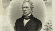J.C. Buttre&rsquo;s portrait, probably drawn when Everett ran for vice president on the Constitutional Union Party ticket in 1860, links him to Harvard and George Washington, one of his favorite subjects. (His lectures raised more than $100,000 to help purchase Mount Vernon [see <a href="http://harvardmagazine.com/2011/05/granny-talk">“Granny Talk”</a>], and he wrote the entry on Washington for the 1860 <i>Encyclopaedia Britannica.</i>) 