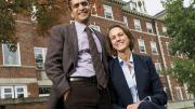 Rakesh and Stephanie Khurana of Cabot House, in front of their domain 