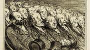 <i>The Audience in the Orchestra Seats,</i> 1864, lithograph by Honor&eacute;-Victorin Daumier. Harvard Theatre Collection 
