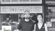 Sandra Goldmark and Michael Banta at Pop Up Repair, their experimental effort to begin a national dialogue about consumption