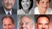 Top row (from left): Stephen Baird, Mary McGrath Carty, and Sylvia Chase Gerson. Second row (from left): Carl  Martignetti, Peter Weldon, and George Yeadon