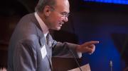 Sidney R. Knafel, co-chair of The Radcliffe Campaign, speaks at the campaign launch dinner.