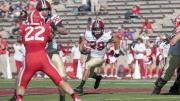 Tailback Paul Stanton Jr. was the game’s leading rusher, gaining 72 yards on 16 carries. Clearing the way with a block on Cornell linebacker Jackson Weber is tight end Tyler Ott. 