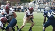 In rambling for 139 and four touchdowns, Andrew Casten '15 was often untouchable behind bulldozing blockers such as center Nick Easton '15 (57). Casten has already scored seven touchdowns this season.