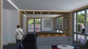 A rendering of a common space in the new building