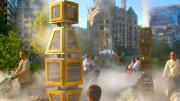The tall sculptures in <i>Harbor Fog</i>, Miller's piece on the Greenway, were inspired by navigational buoys