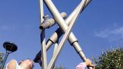One of Miller's surprises: model telescopes in University Park Common near MIT