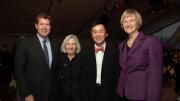 Two of the Law School campaign’s three co-chairs—James A. Attwood Jr., J.D.-M.B.A ’84, and Morgan Chu, J.D. ’76—with Dean Minow and President Drew Faust 