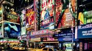 In vibrant Times Square, Broadway plays and musicals compete to become the next megahit.