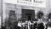 Crowds gather on opening day in Munich, July 19, 1937, for the Exhibit of Degenerate Art.