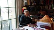 Daniel Aaron in his Harvard office