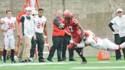 On his eight receptions and one juke-filled punt return, Harvard's Justice Shelton-Mosley proved hard for Cornell defenders such as Justin Solomon to get a hand on.