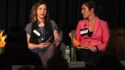 Recovery coach Raina McMahan (left) talks with addiction-medicine physician Sarah Wakeman about her stigmatizing experiences with health care and drug use.