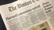 The Boston Globe's front page on October 2, 2019, with the headline "Harvard's admissions upheld"