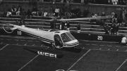 The band arranged for a helicopter to land on the 50-year line in 1976.