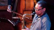 Ravi Coltrane viewed from the top, playing a saxophone