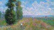 Claude Monet's painting of clouds, fields, and poplars