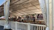 Photograph of Harvard Science Center tent where arriving first-year College students began virus-testing procedures