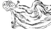 Illustration of bearded farmer, from anthology of Yiddish children’s literature