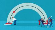 An illustration of social capital, the subject of the book being reviewed, in the form of an individual versus a group working together
