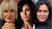 Three headshots: V (formerly Even Ensler), Idina Menzel, and Diane Paulus