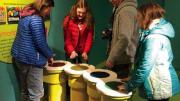 Family and friends enjoying interactive games at the Springfield Museums 