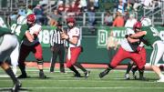 Harvard quarterback Luke Emge in his first start of 2022