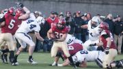 Despite an up-and-down day (two fumbles), running back Paul Stanton Jr. ’16 (number 29) led the Crimson with 109 yards rushing—20 of which came on the final drive. A notable blocker was 2013’s leading receiver Ricky Zorn '14-'15 (number 5), who had missed the entire 2014 season but made it back for The Game.