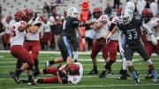 Crimson ball! Harvard sophomore Jack Stansell pounced on a fumbled punt at the Columbia 13. The turnover set up a 40-yard field goal by sophomore Kenny Smart.