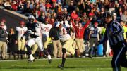 Justice Shelton-Mosley extended to snare a pass from quarterback Scott Hosch, then scored to tie the game in the first quarter. That was the first of the freshman receiver's three touchdowns.