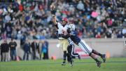 Though in the grasp of Yale linebacker Victor Egu, Crimson quarterback Scott Hosch managed to flip the ball to receiver Justice Shelton-Mosley, who took it the rest of the way. The 35-yard touchdown gave Harvard a 14-7 second-quarter lead.