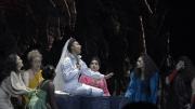 spalding as "Iphigenia of the Open Tense" in production previews at MASS MoCA