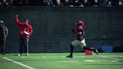 Scot Woods II makes Harvard’s first touchdown on a 64-yard catch and run, tying the game.