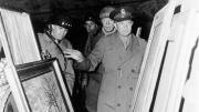 Generals Bradley, Patton, and Eisenhower inspected some of the art stored in the mine complex on April 12.