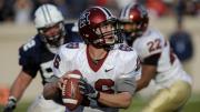 Aerial attack: Quarterback Collier Winters threw two late scoring passes to pull out a 14-10 victory at Yale Bowl.