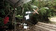 A sonde for gathering weather data—and a spare—under shelter at ZF-2