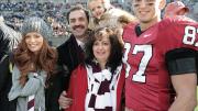 Saturday’s hero: Marco Iannuzzi and his family before The Game. Left to right, his wife, Jenn, his parents, Tony and Cathy, and his two-year-old daughter, Isla. 