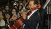 Yo-Yo Ma performed the Prelude from Bach’s Cello Suite No. 1 before joining President Faust in leading a rendition of “Happy Birthday.”