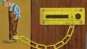 door clock chained to feet