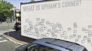 Students Sneha Khullar, Laura O&rsquo;Connor, Billy Pope, and Salmaan Khan&nbsp;suggested using a central location as&nbsp; the site for a blank canvas hosting stickers filled in by community residents, as a way to spark a dialogue about the identity of Upham&rsquo;s Corner. 