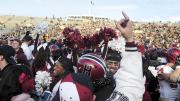 Harvard followers stormed the field at Yale Bowl to join players celebrating the Crimson&rsquo;s seventh straight victory over the Blue. 