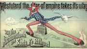 An advertisement for the Atchison, Topeka and Santa Fe Railroad