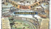 The I.L. Ellwood Company used gleaming locomotives to highlight the advantages of its "barb wire" fencing.