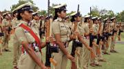 Women police officers, Gujarat Police Academy, June 2014; the chief minister announced a 33 percent reservation for women in the state police force.