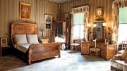 Rosamond Gibson&rsquo;s bedroom, which was redecorated by her mother in 1871, features soft colors, family portraits, and a 15-piece bird&rsquo;s-eye maple bedroom set carved to look like bamboo.